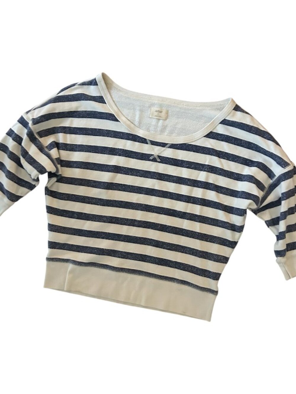 Aerie Scoop Neck Striped Lightweight Sweatshirt Size Large Drop Shoulder Comfy